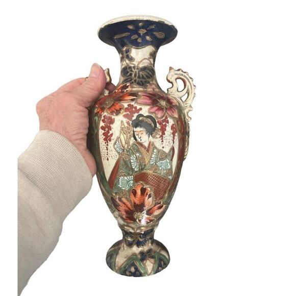 Vintage Vintage Satsuma Style Ornate Japanese Vase 10” - Picture 11 of 13
